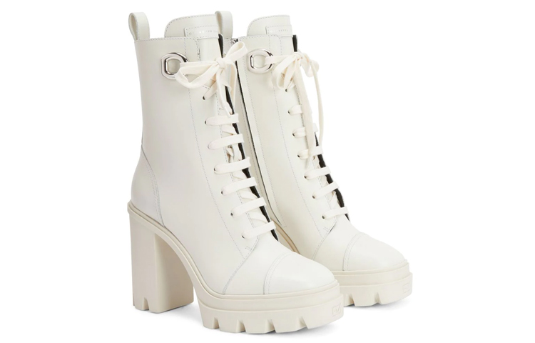 (W) Giuseppe Zanotti Leather Lace-Up Ankle Boots 'Grey White' 圖 3