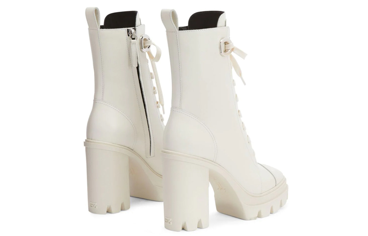 (W) Giuseppe Zanotti Leather Lace-Up Ankle Boots 'Grey White' 圖 4