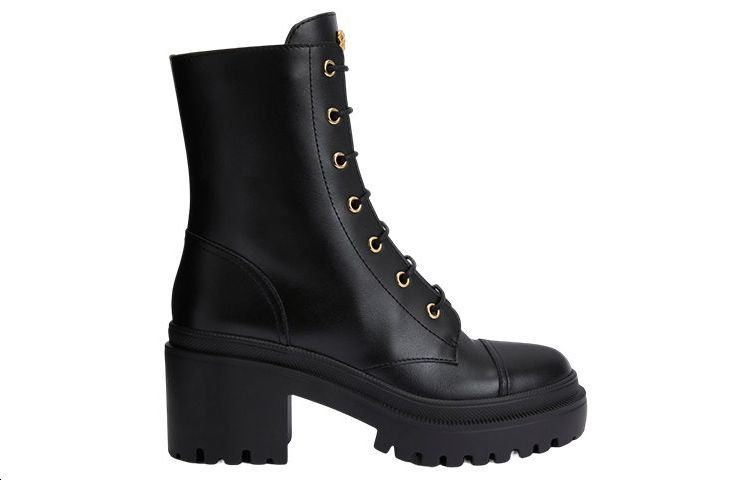 Order (Women) Giuseppe Zanotti Leather Lace-Up Chunky Heel Booties 'Black' I270038001