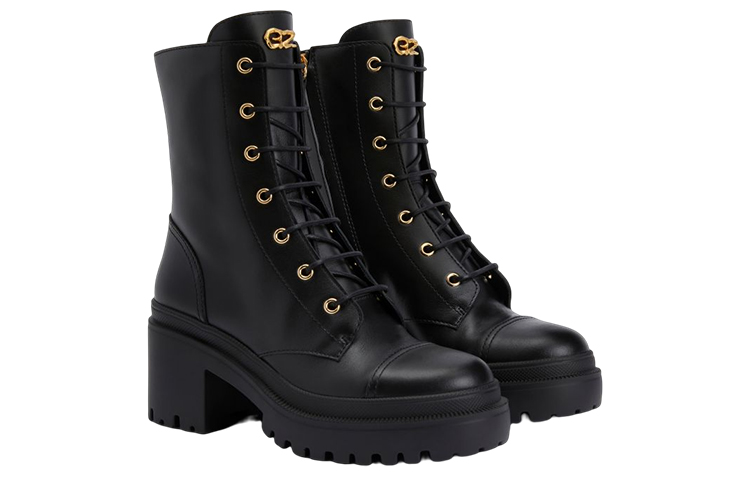 Lookbook (Women) Giuseppe Zanotti Leather Lace-Up Chunky Heel Booties 'Black' I270038001