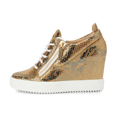 (W) Giuseppe Zanotti Leather Lace-Up Round-Toe High Heel 'Gold'