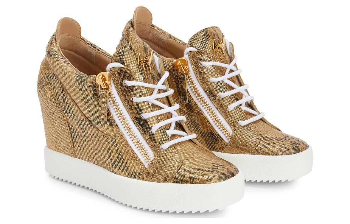 Order (Women) Giuseppe Zanotti Leather Lace-Up Round-Toe High Heel 'Gold' RW20028001