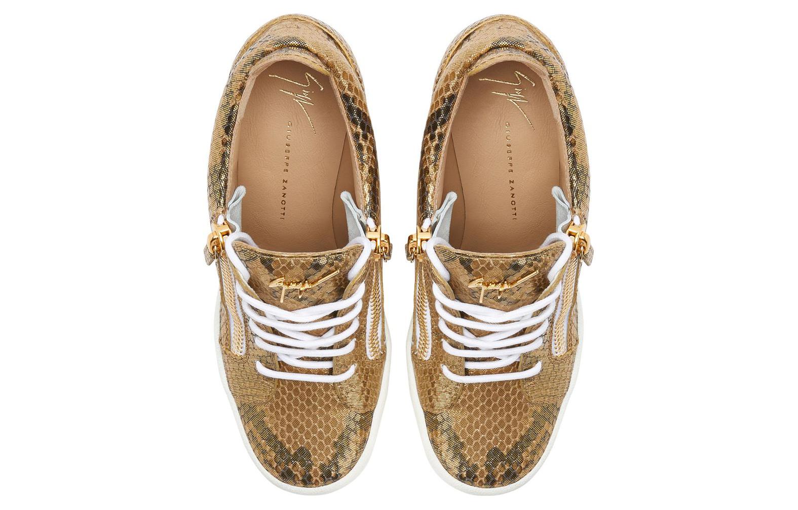 Lookbook (Women) Giuseppe Zanotti Leather Lace-Up Round-Toe High Heel 'Gold' RW20028001