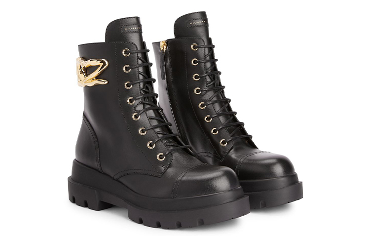 (W) Giuseppe Zanotti Leather Lace-Up Short Boots 'Black Fashion' 圖 3