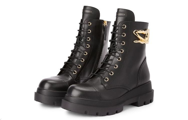 (W) Giuseppe Zanotti Leather Lace-Up Short Boots 'Black Fashion' 圖 4