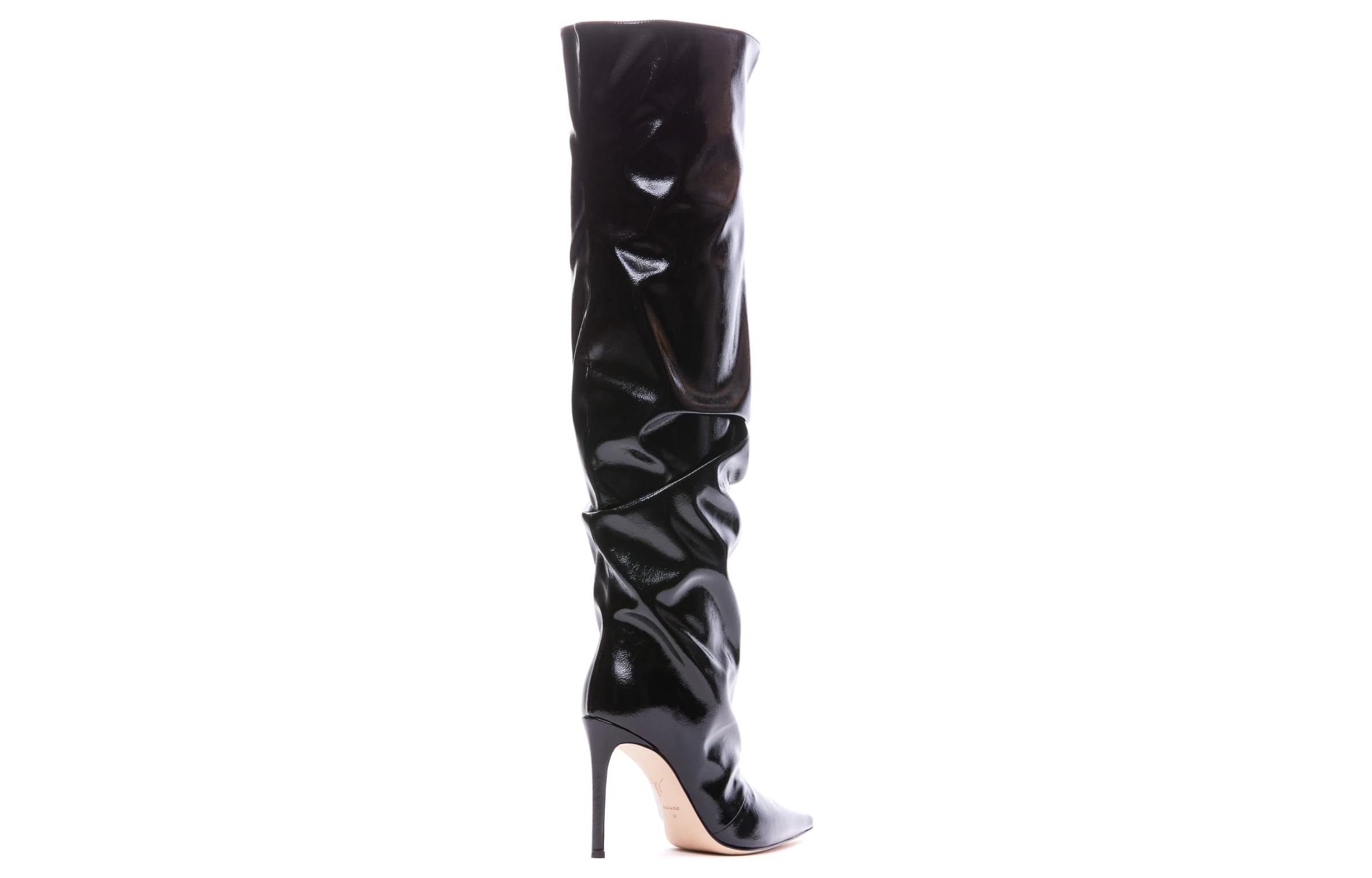 Shop (W) Giuseppe Zanotti Sepatu Bot Kulit High Top Ujung Lancip 'Hitam' I280016013