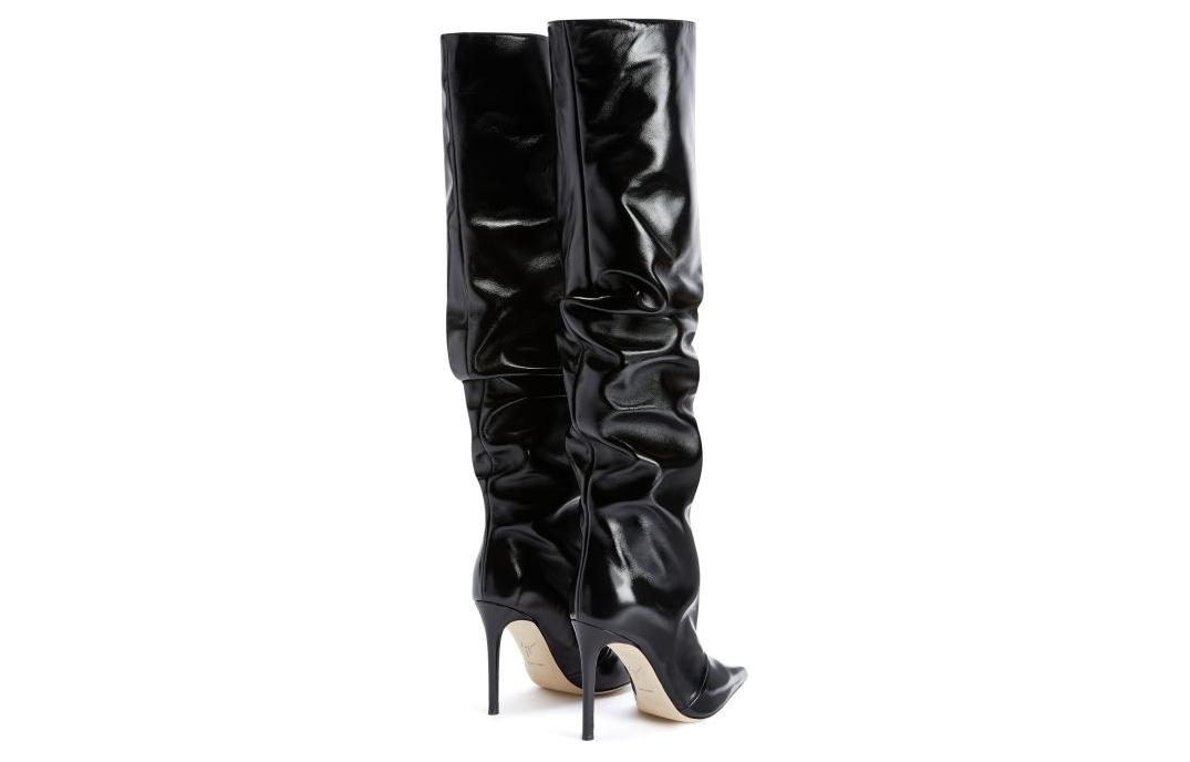 Purchase (W) Giuseppe Zanotti Sepatu Bot Kulit High Top Ujung Lancip 'Hitam' I280016013