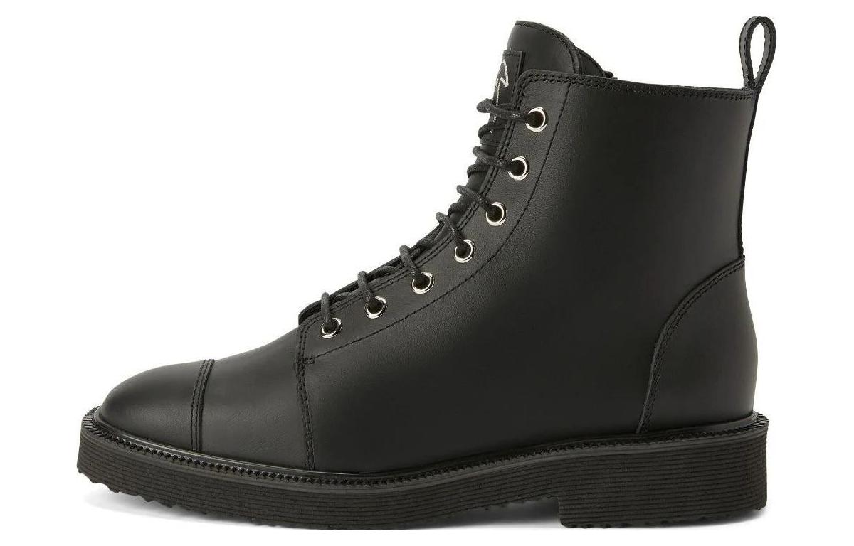 (Women) Giuseppe Zanotti Leather Round-Toe Lace-Up Bootie 'Black' 'Versatile Temperament' I070061H03