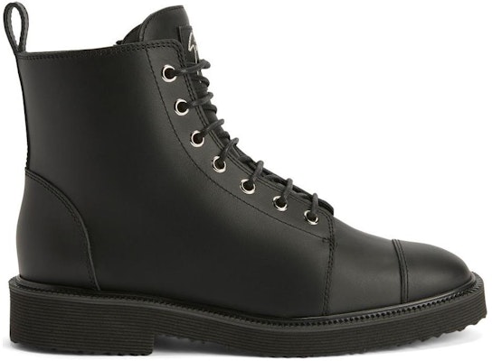 (Women) Giuseppe Zanotti Leather Round-Toe Lace-Up Bootie 'Black' 'Versatile Temperament' I070061H03 Order (Women) Giuseppe Zanotti Leather Round-Toe Lace-Up Bootie 'Black' 'Versatile Temperament' I070061H03