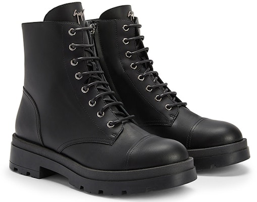 (Women) Giuseppe Zanotti Leather Round-Toe Lace-Up Boots 'Black' IU30010001 Order (Women) Giuseppe Zanotti Leather Round-Toe Lace-Up Boots 'Black' IU30010001