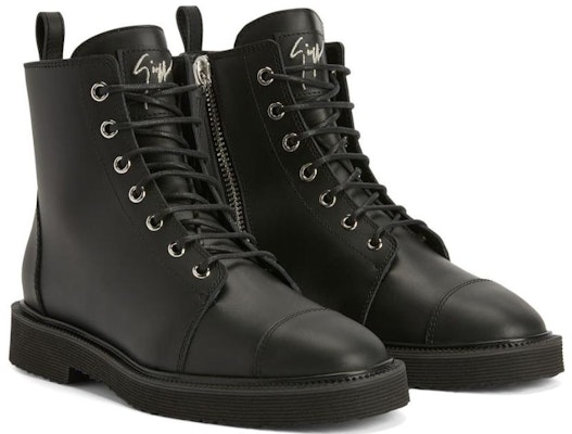 (Women) Giuseppe Zanotti Leather Round-Toe Lace-Up Bootie 'Black' 'Versatile Temperament' I070061H03 Lookbook (Women) Giuseppe Zanotti Leather Round-Toe Lace-Up Bootie 'Black' 'Versatile Temperament' I070061H03