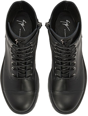 (Women) Giuseppe Zanotti Leather Round-Toe Lace-Up Boots 'Black' IU30010001 Shop (Women) Giuseppe Zanotti Leather Round-Toe Lace-Up Boots 'Black' IU30010001