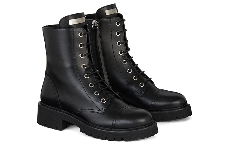 (W) Giuseppe Zanotti Leather Round Toe Lace-Up Bootie 'Black Fashion' 圖 4