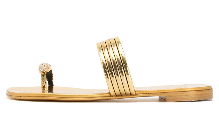(W) Giuseppe Zanotti Leather Slide 'Gold'