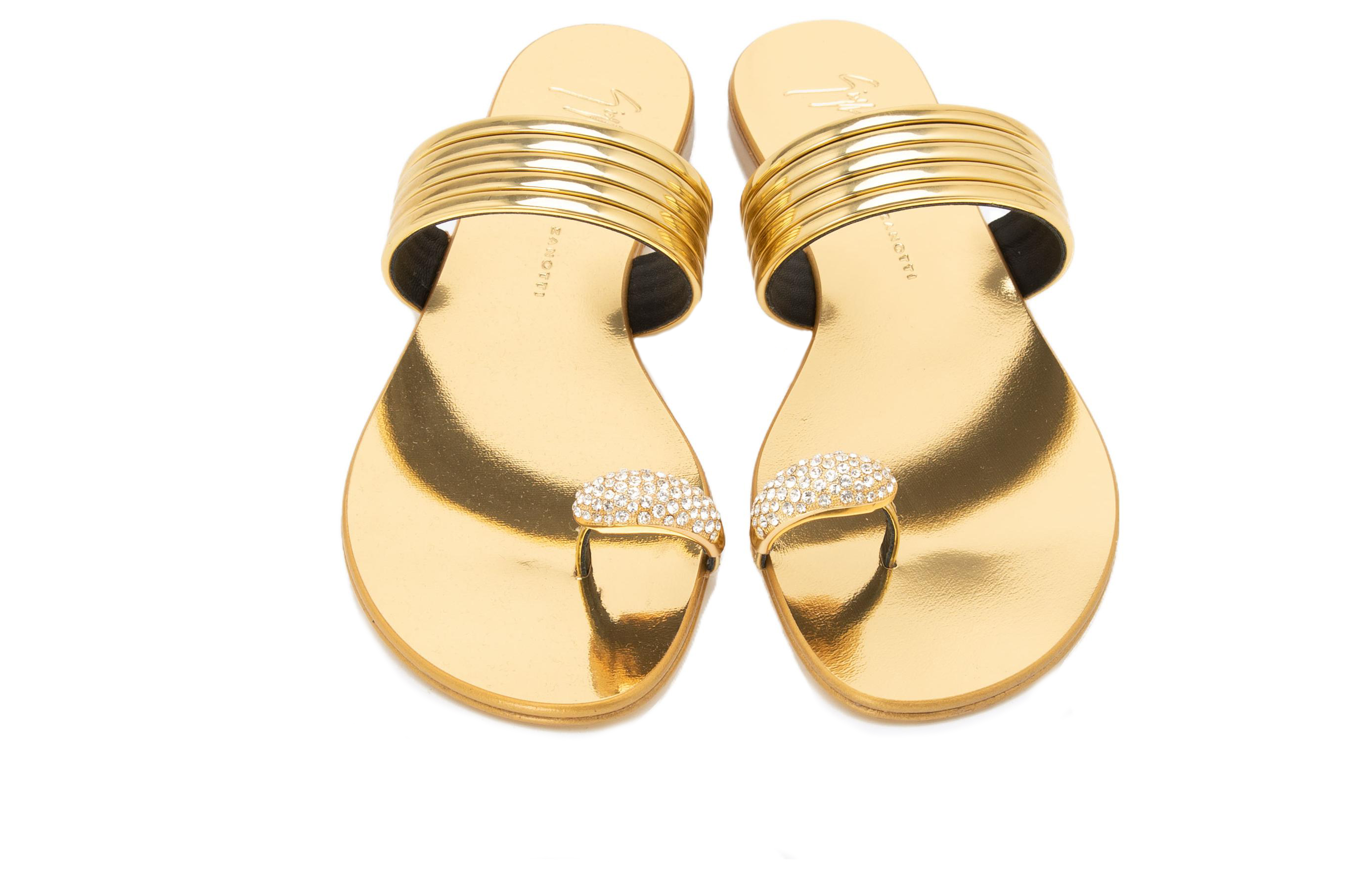 (W) Giuseppe Zanotti Leather Slide 'Gold' 圖 4