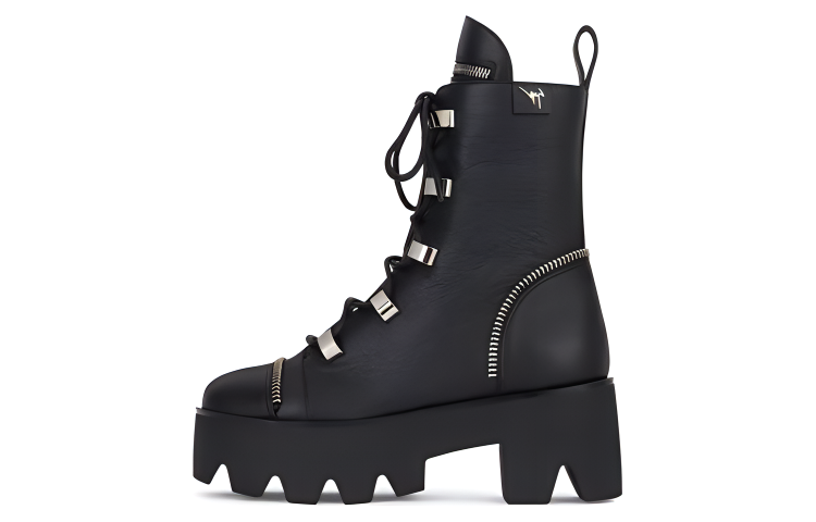 Buy (W) Botas Giuseppe Zanotti de Cuero Plataforma Cordones 'Negro Moda Otoño-Invierno' I870078K01
