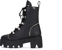 (Women) Giuseppe Zanotti Leather Thick Bottom Lace-Up Martin Boots 'Black Trendy Autumn-Winter' I870078K01 (Women) Giuseppe Zanotti Leather Thick Bottom Lace-Up Martin Boots 'Black Trendy Autumn-Winter' I870078K01