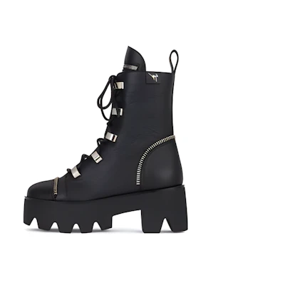 (W) Giuseppe Zanotti Leather Thick Bottom Lace-Up Martin Boots 'Black Trendy Autumn-Winter'
