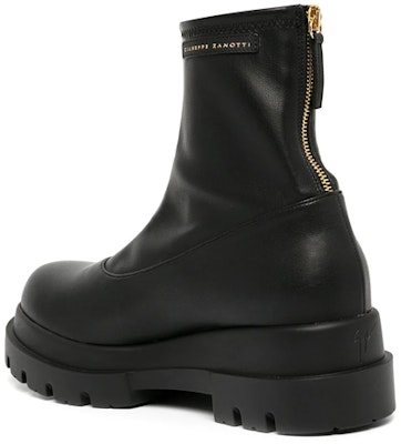 Giuseppe Zanotti/GZ 皮革 拉鍊細節厚底 時尚短靴 女款 黑色 Lookbook Giuseppe Zanotti/GZ 皮革 拉鍊細節厚底 時尚短靴 女款 黑色