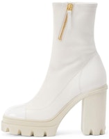 (Women) Giuseppe Zanotti Leather Zip Round-Toe Platform Ankle Boot 'White' I370008002 (Women) Giuseppe Zanotti Leather Zip Round-Toe Platform Ankle Boot 'White' I370008002