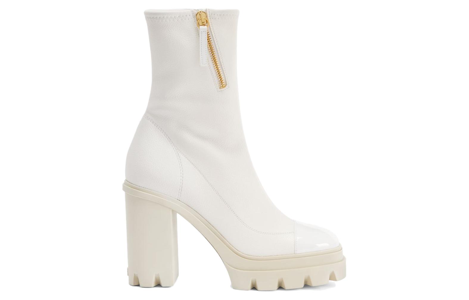 (W) Giuseppe Zanotti Leather Zip Round-Toe Platform Ankle Boot 'White' 圖 2