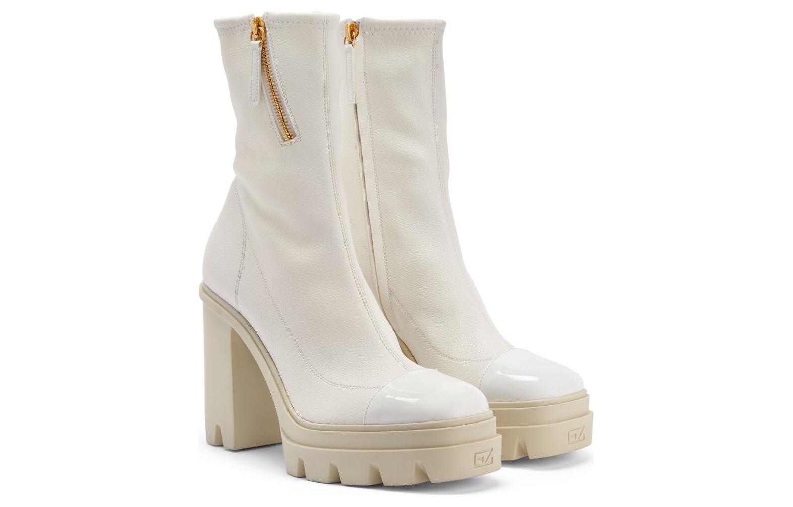 (W) Giuseppe Zanotti Leather Zip Round-Toe Platform Ankle Boot 'White' 圖 3