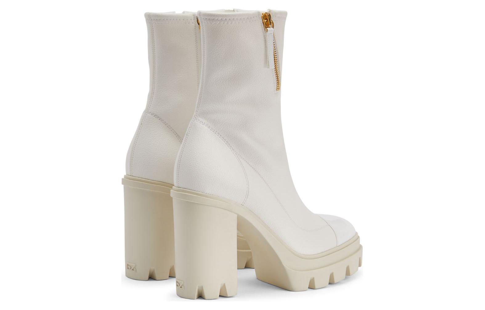 (W) Giuseppe Zanotti Leather Zip Round-Toe Platform Ankle Boot 'White' 圖 4