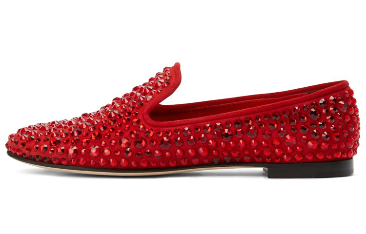 (W) Giuseppe Zanotti Loafer 'Red Velvet Crystal Rainbow Embroidery'