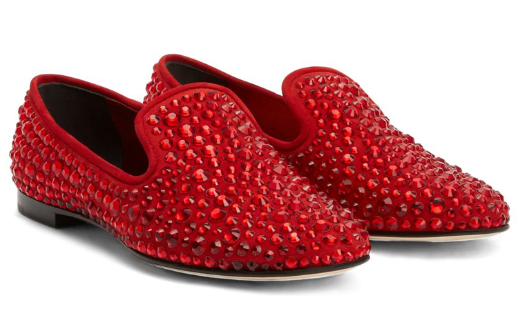 (W) Giuseppe Zanotti Loafer 'Red Velvet Crystal Rainbow Embroidery' 圖 2