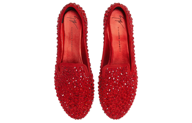 (W) Giuseppe Zanotti Loafer 'Red Velvet Crystal Rainbow Embroidery' 圖 4