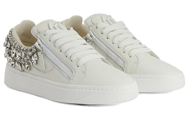 Order giuseppe zanotti/GZ 皮革 時尚水鑽氣質百搭 低筒 板鞋 女款 白色