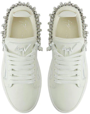 giuseppe zanotti/GZ 皮革 時尚水鑽氣質百搭 低筒 板鞋 女款 白色 Lookbook giuseppe zanotti/GZ 皮革 時尚水鑽氣質百搭 低筒 板鞋 女款 白色