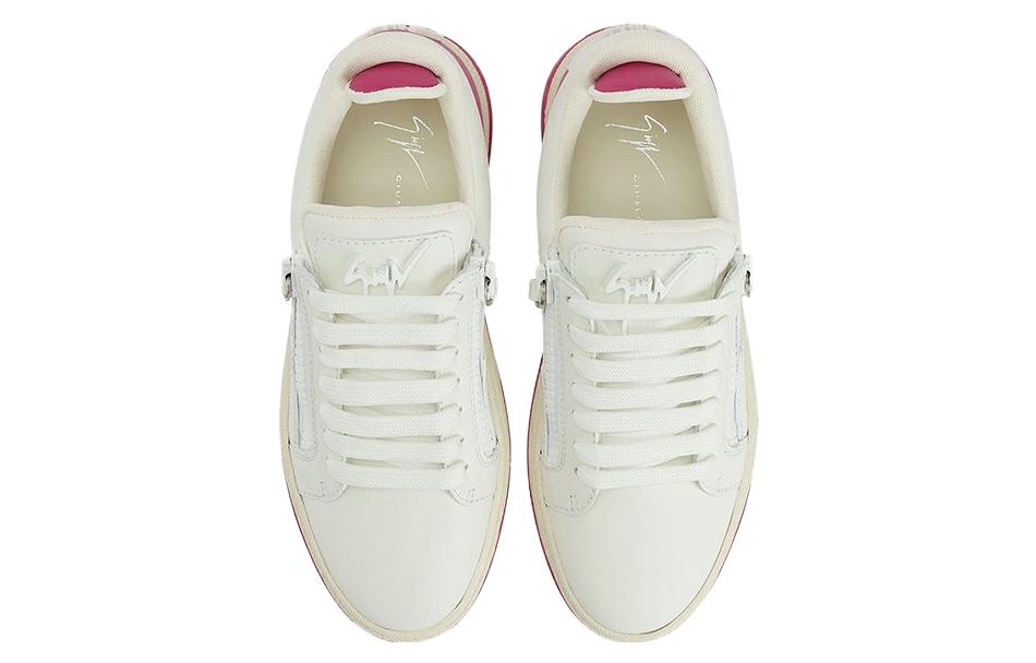 Lookbook giuseppe zanotti/GZ 牛皮 撞色拼接設計 低筒 板鞋 女款 白紅