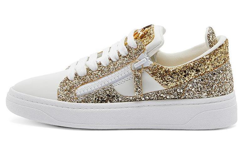 (W) Giuseppe Zanotti Low Top 'White Gold Sequin'