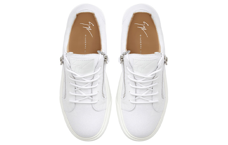 Shop Giuseppe Zanotti/GZ 閃片 潮流低幫 舒適百搭 時尚板鞋 女款 白色