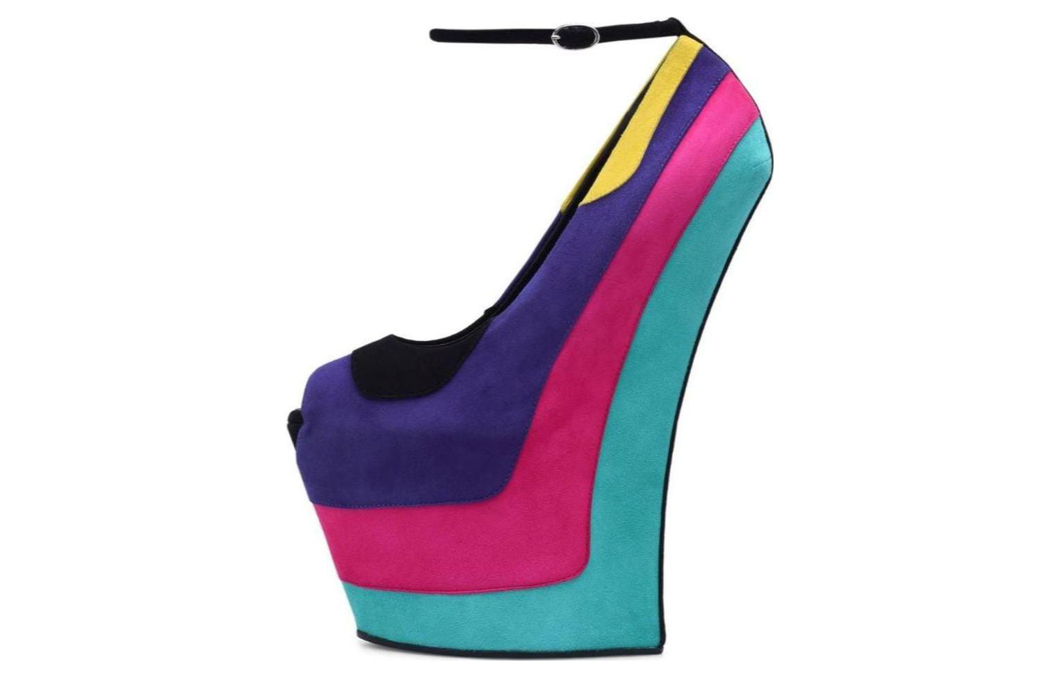 (W) Giuseppe Zanotti Mad 'Velvet Multi-Color Slope Heel'