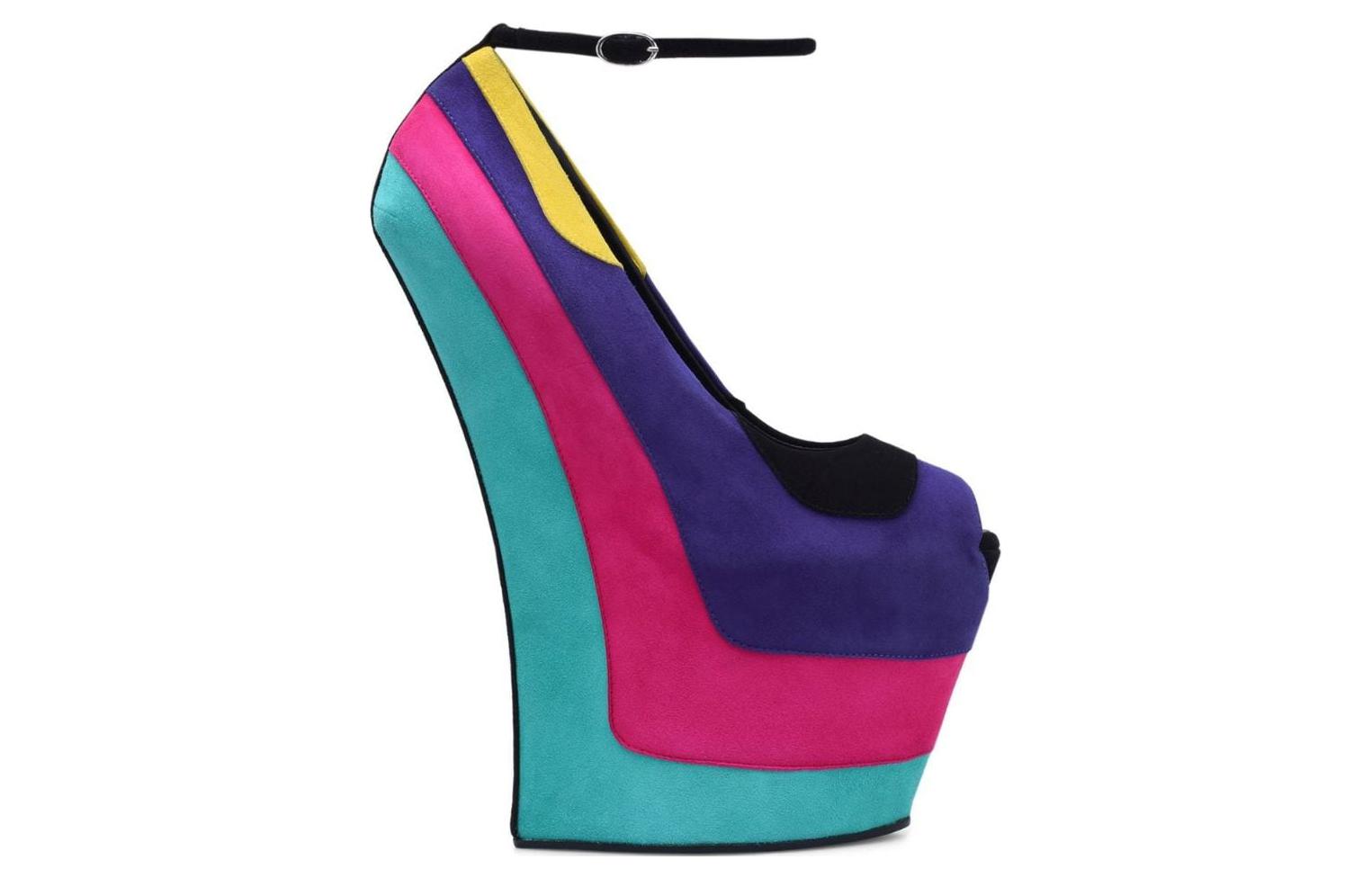 (W) Giuseppe Zanotti Mad 'Velvet Multi-Color Slope Heel' 圖 2