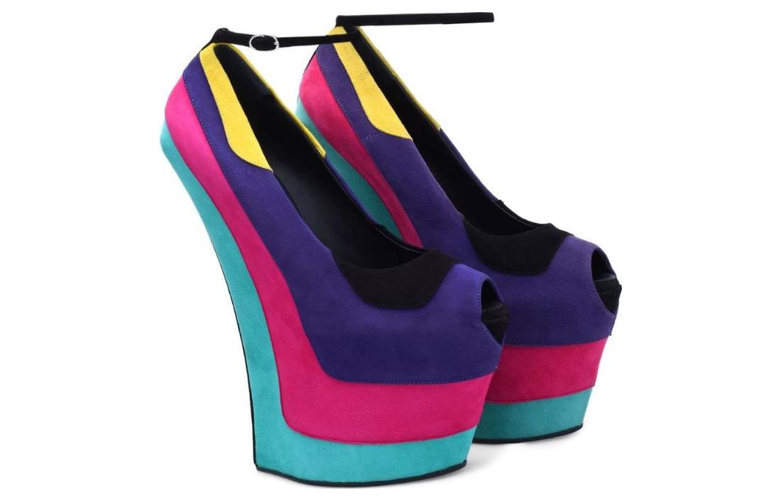 (W) Giuseppe Zanotti Mad 'Velvet Multi-Color Slope Heel' 圖 3