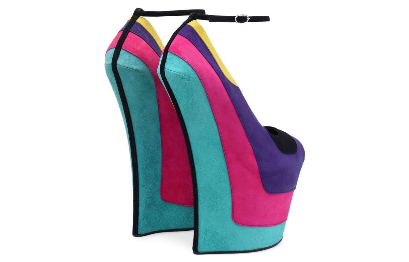 (W) Giuseppe Zanotti Mad 'Velvet Multi-Color Slope Heel' 圖 4
