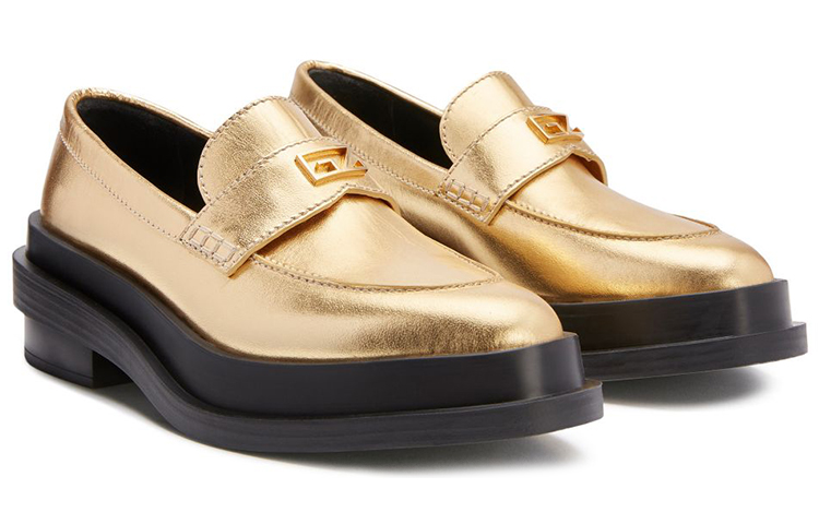 (W) Giuseppe Zanotti Malick 'Gold Laminated Leather Loafer' 圖 2