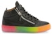(W) Giuseppe Zanotti Mid-Top Kulit dan Paten 'Hitam' RW20003002