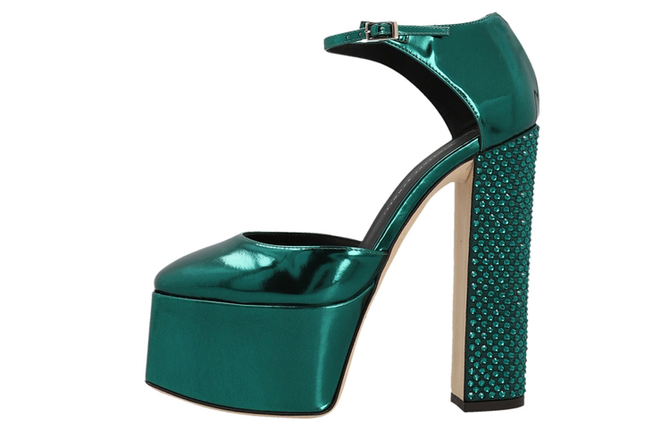 (W) Giuseppe Zanotti Plexiglas 'Green Chunky Heel'