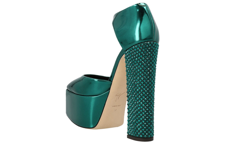 (W) Giuseppe Zanotti Plexiglas 'Green Chunky Heel' 圖 2