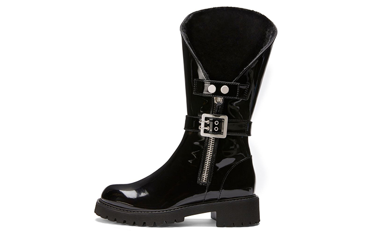 (Women) Giuseppe Zanotti Rain Black 'Crackle Patent Leather Moto' I180010001