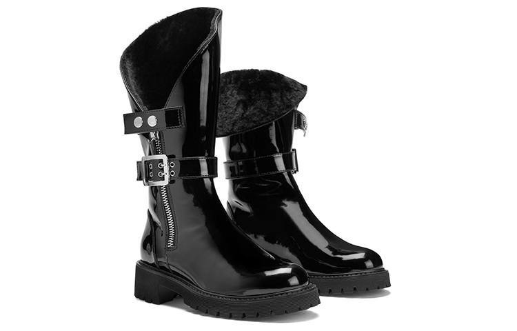 Order (Women) Giuseppe Zanotti Rain Black 'Crackle Patent Leather Moto' I180010001