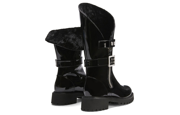 Lookbook (Women) Giuseppe Zanotti Rain Black 'Crackle Patent Leather Moto' I180010001