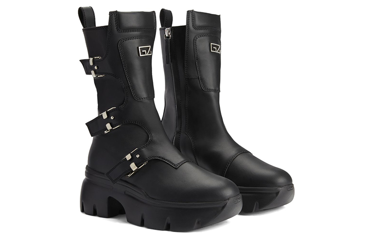 Order (W) 朱塞佩·萨诺第 Romey 黑色皮革骑士靴 I170027001