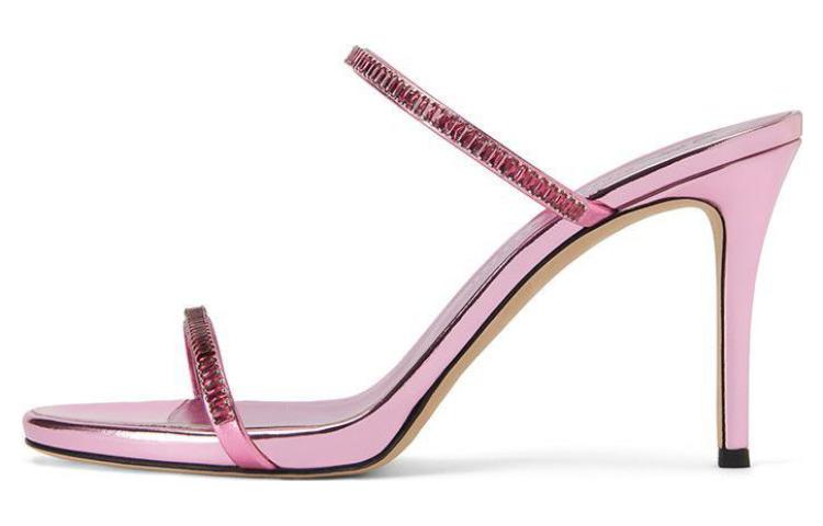 (W) Giuseppe Zanotti Round-Toe Lambskin Slide 'Pink'