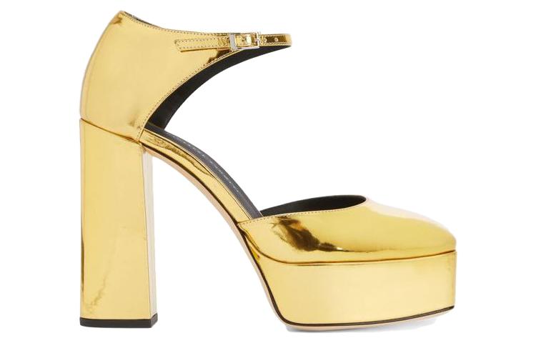 (W) Giuseppe Zanotti Round Toe Chunky Heel High Heels 12cm 'Gold Buckle' 圖 2