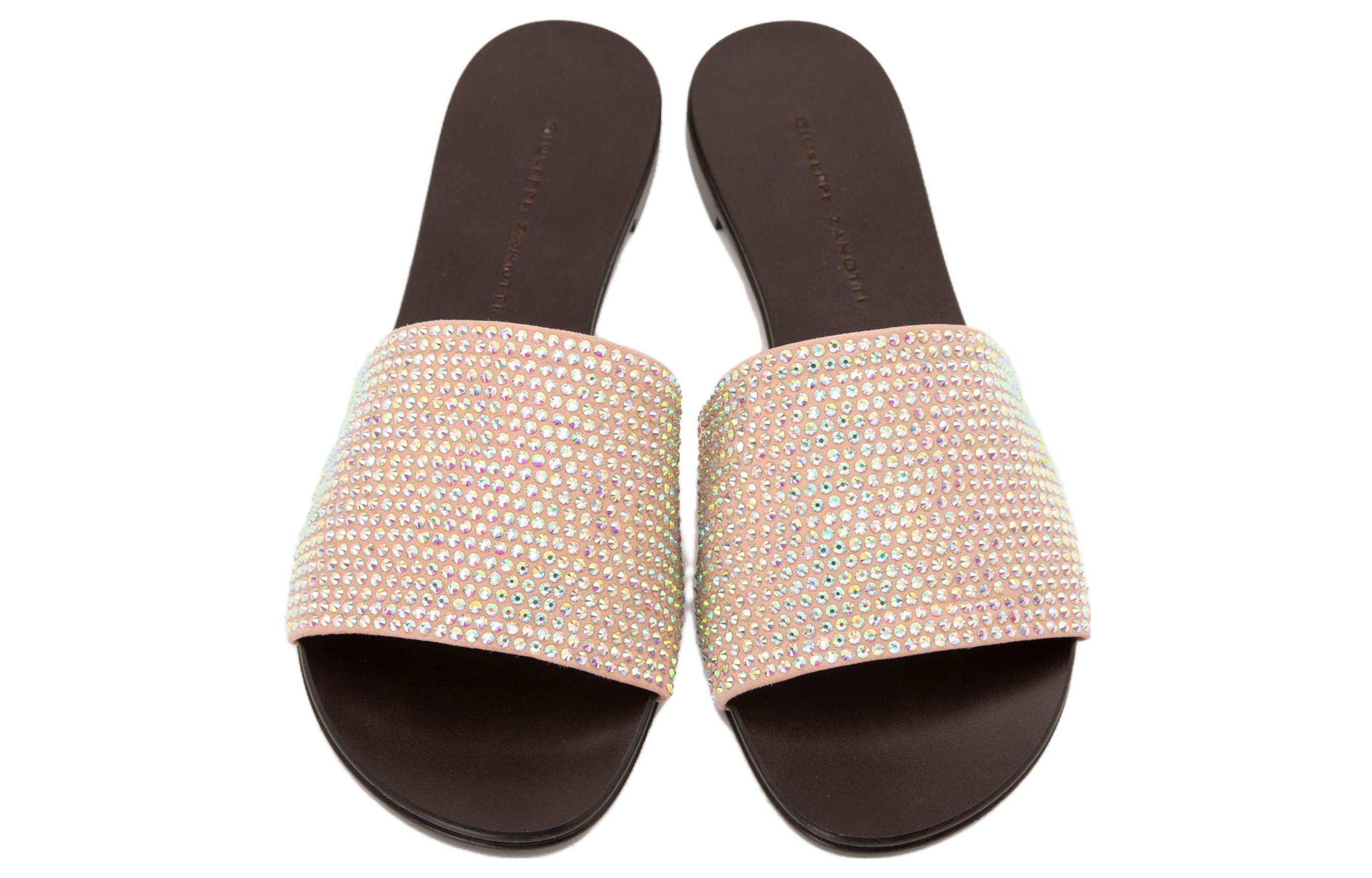 (W) Giuseppe Zanotti Sheepskin Crystal Open Toe Slide 'Pink' 圖 3
